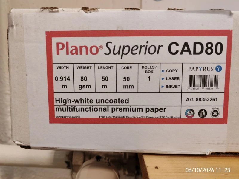 Papír p|otrový P|ano Superior CAD80, 914mm x 50m, dutinka 50mm, 80g/m², role