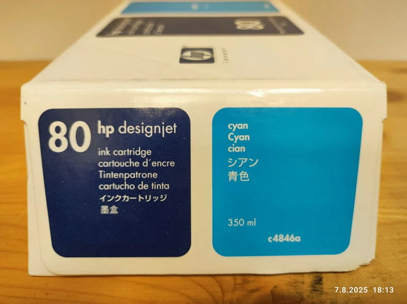 C4846A, HP 80 originální inkoustová náplň Cyan 350ml, po expiraci se zárukou