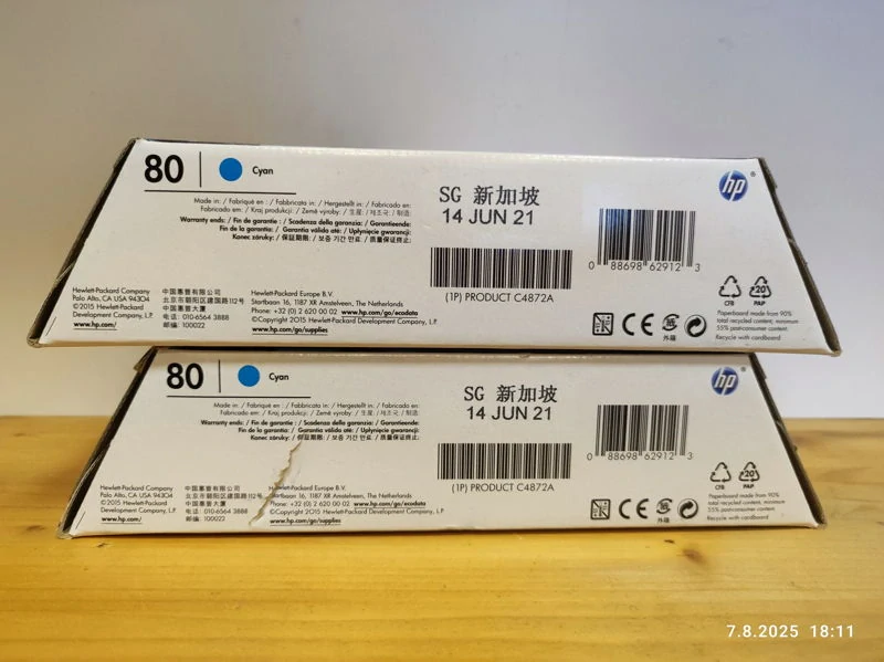 C4872A, HP 80 originální inkoustová náplň Cyan 175ml, po expiraci se zárukou